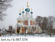 Церковь Покрова Пресвятой Богородицы пасмурным зимним днем. Егерская слобода, Мариенбург (2015 год). Стоковое фото, фотограф Виктор Карасев / Фотобанк Лори