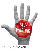 Надпись на ладони - Stop Whaling. Стоковая иллюстрация, иллюстратор Илья Урядников / Фотобанк Лори