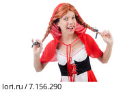 Little red riding hood isolated on white. Стоковое фото, фотограф Elnur / Фотобанк Лори