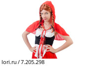 Little red riding hood isolated on white. Стоковое фото, фотограф Elnur / Фотобанк Лори