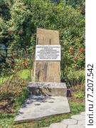 Памятный знак на аллее, заложенной ветеранами 236-й истребительной Львовской Краснознаменной авиационной дивизии в память об однополчанах в городском парке. Лазаревское, Сочи, Краснодарский край (2013 год). Редакционное фото, фотограф Владимир Сергеев / Фотобанк Лори