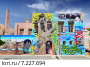 Wookey Hole, Bright House, This property in Rethymnon has been covered with spectacular, colourful and I think quite tasteful murals of a very high quality. Редакционное фото, агентство BE&W Photo / Фотобанк Лори