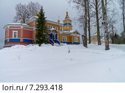 Храм Преображения Господня в Важеозерском мужском монастыре. Начало марта, пасмурно (2015 год). Стоковое фото, фотограф Сергей Рыбин / Фотобанк Лори