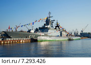 Корвет "Стерегущий" и подводная лодка С-189 в день ВМФ. Санкт-Петербург (2014 год). Редакционное фото, фотограф Виктор Карасев / Фотобанк Лори