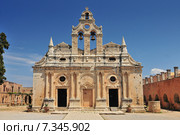 The main church of Arkadi Monastery, symbol of the struggle of Cretans against the Ottoman Empire , Rethymno, Crete, Greece. Стоковое фото, агентство BE&W Photo / Фотобанк Лори