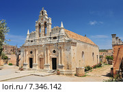 The main church of Arkadi Monastery, symbol of the struggle of Cretans against the Ottoman Empire , Rethymno, Crete, Greece. Стоковое фото, агентство BE&W Photo / Фотобанк Лори
