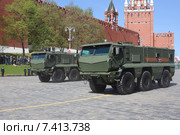 КАМАЗ-63968 «Тайфун-К» — универсальный бронированный автомобиль повышенной защищённости на генеральной репетиции парада в честь Дня Победы, Москва, Красная площадь (2015 год). Редакционное фото, фотограф Алексей Гусев / Фотобанк Лори