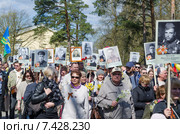9 мая 2015 года. Шествие ветеранов и участников акции "Бессмертный полк". Силламяэ, Эстония. Редакционное фото, фотограф Игорь Соколов / Фотобанк Лори