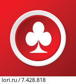 Clubs icon on red. Стоковая иллюстрация, иллюстратор Иван Рябоконь / Фотобанк Лори