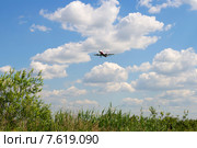 Самолет ТУ-204-100B (RA-64043) авиакомпании Red Wings на фоне летнего неба (2015 год). Редакционное фото, фотограф Виктор Карасев / Фотобанк Лори