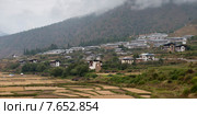 Agricultural fields with town in the background, Paro District, Bhutan (2010 год). Стоковое фото, фотограф Keith Levit / Ingram Publishing / Фотобанк Лори