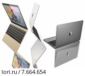 Новый серебряный, золотой и серый MacBook Air. Редакционная иллюстрация, иллюстратор Sanda Stanca / Фотобанк Лори