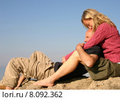 woman man girl blue sky. Стоковое фото, фотограф Marc Jones / PantherMedia / Фотобанк Лори