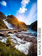 Latefossen waterfall Norway. Стоковое фото, фотограф Андрей Армягов / Фотобанк Лори