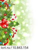 Christmas glowing background with holiday decoration. Стоковое фото, фотограф Oleg Tirunov / PantherMedia / Фотобанк Лори