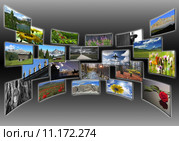 pictures collage on wide screen. Стоковое фото, фотограф lorenzo rossi / PantherMedia / Фотобанк Лори
