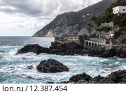 Cinque Terre Framura Coast and rough sea. Стоковое фото, фотограф Nicola Galiero / PantherMedia / Фотобанк Лори