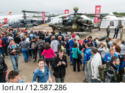 Штурмовые вертолеты Ка-52 "Аллигатор" (модернизированный для вертолетоносцев Мистраль) и Ми-28Н "Ночной охотник". Международный авиационно-космический салон МАКС-2015. Редакционное фото, фотограф Алексей Бок / Фотобанк Лори