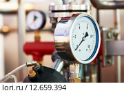 Heating system boiler room equipments. Стоковое фото, фотограф Дмитрий Калиновский / Фотобанк Лори