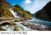 Latefossen waterfall Norway. Стоковое фото, фотограф Андрей Армягов / Фотобанк Лори