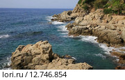 Испания, Каталония, Коста Брава, побережье Lloret de Mar (2015 год). Стоковое видео, видеограф Валерий Назаров / Фотобанк Лори