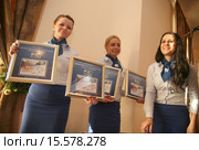 Церемония гашения почтовой марки, выпущенной в рамках серии «Чемпионат мира по футболу FIFA2018 в России. Стадионы» и посвященной БСА «Лужники». (2015 год). Редакционное фото, фотограф Александр С. Курбатов / Фотобанк Лори