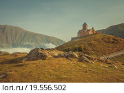 Монастырь Святой Троицы (Гергетис) в Грузии. Сентябрь. Стоковое фото, фотограф Сергей Цепек / Фотобанк Лори