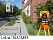 Threepod and sign Speed limit on the street at sunny day. Стоковое фото, фотограф Losevsky Pavel / Фотобанк Лори