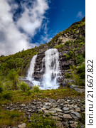 Beautiful Nature Norway natural landscape. Waterfall Norway. Стоковое фото, фотограф Андрей Армягов / Фотобанк Лори