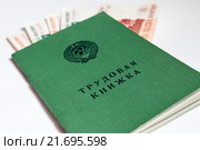Российские деньги, вложенные в трудовую книжку, на светлом фоне. Стоковое фото, фотограф Игорь Низов / Фотобанк Лори