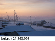 Новосибирск, городской пейзаж, вид на реку Обь. Утро (2015 год). Стоковое фото, фотограф Антон Ильяшенко / Фотобанк Лори