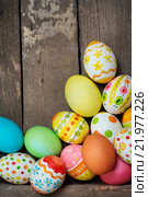 Easter eggs on wooden. Стоковое фото, фотограф Типляшина Евгения / Фотобанк Лори