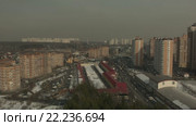 Панорама большого города. Спальные районы. Съемка с коптера. RAW. Стоковое видео, видеограф Евгений Ковалев / Фотобанк Лори