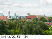Вильнюс, Литва. Вид на центр города с улицы Субачяус (2015 год). Стоковое фото, фотограф Бурмистрова Ирина / Фотобанк Лори
