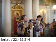 Настоятель протоиерей Георгий Кулёмин в храме Покрова Пресвятой Богородицы (2016 год). Редакционное фото, фотограф Дмитрий Неумоин / Фотобанк Лори