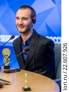 Австралийский оратор, меценат, писатель и певец, Ник Вуйчич (2016 год). Редакционное фото, фотограф Андрей Дегтярёв / Фотобанк Лори