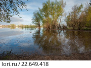 Паводок на реке Ахтуба у Среднеахтубинского моста. Стоковое фото, фотограф Матвей Солодовников / Фотобанк Лори