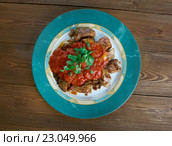 grilled meat with chili sauce. Стоковое фото, фотограф Александр Fanfo / Фотобанк Лори