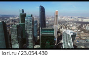Небоскребы Москва-Сити с высоты (2016 год). Редакционное видео, видеограф Попов Евгений / Фотобанк Лори