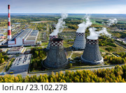Панорама электростанции. Тюмень. Россия (2014 год). Стоковое фото, фотограф Сергей Буторин / Фотобанк Лори