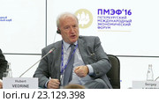 Юбер Ведрин (Hubert Vedrine) экс-министр иностранных дел Франции на Петербургском международном экономическом форуме ПМЭФ-2016. Редакционное видео, видеограф Игорь Долгов / Фотобанк Лори