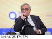 Председатель Европейской комиссии Жан-Клод Юнкер (Jean-Claude Juncker) на Петербургском международном экономическом форуме ПМЭФ-2016. Редакционное фото, фотограф Игорь Долгов / Фотобанк Лори