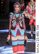 PARIS, FRANCE - OCTOBER 01: A model walks the runway during the Manish Arora show as part of the Paris Fashion Week Womenswear Spring/Summer 2016 on October 1, 2015 in Paris, France. Редакционное фото, фотограф Anton Oparin / Фотобанк Лори