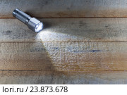 Bright LED flashlight shines. Стоковое фото, фотограф Alexander / Фотобанк Лори