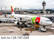 TAP Portugal Airbus A340 (2015 год). Редакционное фото, фотограф Art Konovalov / Фотобанк Лори