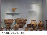 Минойская керамика. Археологический музей, Ираклион. Крит, Греция (2016 год). Стоковое фото, фотограф Алексей Сварцов / Фотобанк Лори