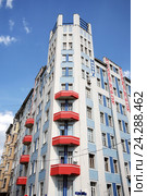 Дом Моссельпрома (Доходный дом А. Титова) в Москве. Калашный переулок, 2/10 (2016 год). Редакционное фото, фотограф stargal / Фотобанк Лори