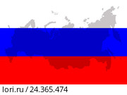 Российский флаг с контуром страны. Стоковая иллюстрация, иллюстратор Владимир Сорокин / Фотобанк Лори