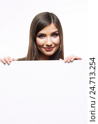 Close up business woman portrait. White background female portr. Стоковое фото, фотограф sheftsoff / Фотобанк Лори