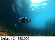 Подводный фотограф над коралловым рифом (2014 год). Редакционное фото, фотограф Некрасов Андрей / Фотобанк Лори